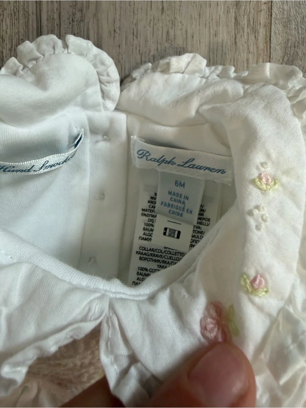 Ralph Lauren Cream Smocked Infant One-Piece jumper